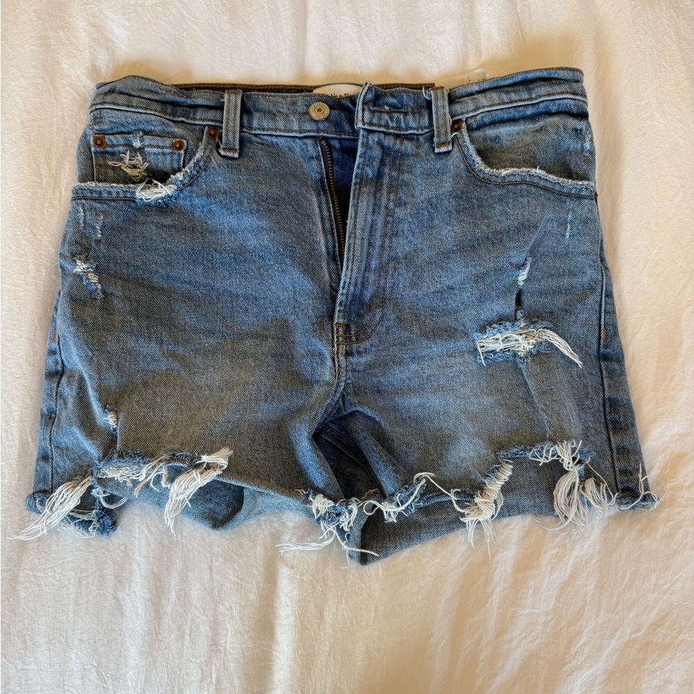 Abercrombie & Fitch Blue Jean Shorts Distressed High Waisted